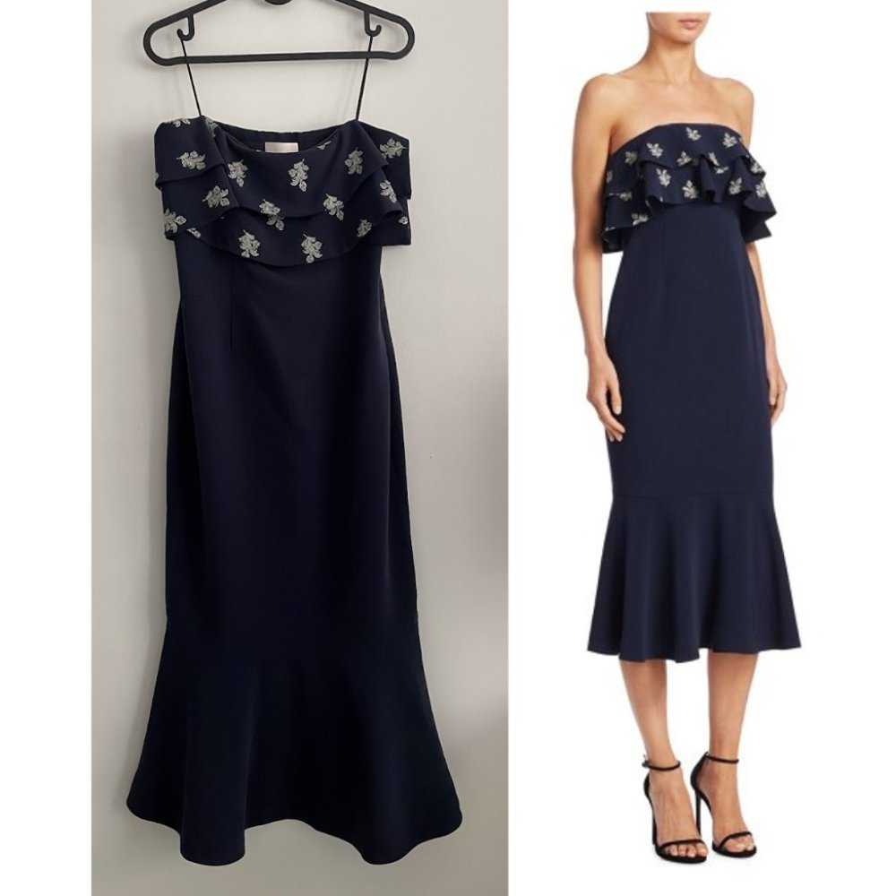Strapless midi midnight blue mermaid dress